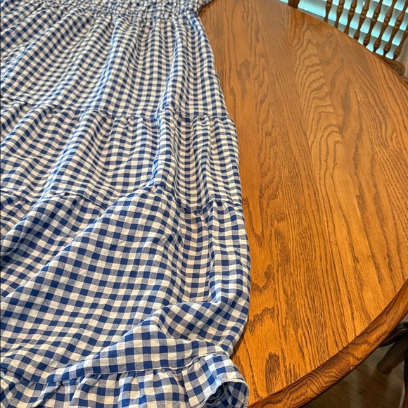 NWT BTFBM Blue Gingham Off-Shoulder  Elastic Waist Women’s Maxi Dress SZ XL - Picture 7 of 16